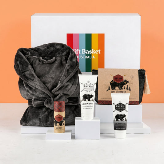 Gift basket with a robe, skincare products, delivered nationwide