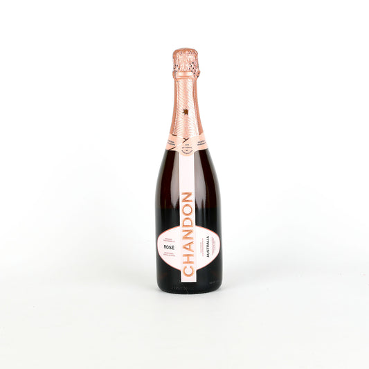 Chandon rose sparkling wine bottle on a white background