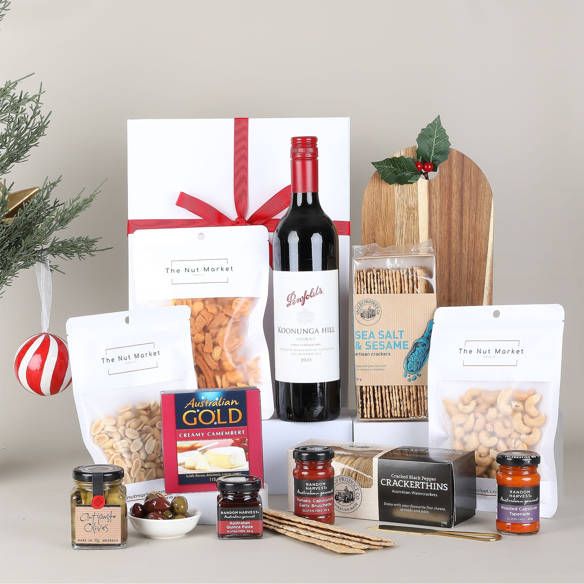 Christmas Cheese Platter & Wine Hamper - Penfolds Shiraz – Gift Basket