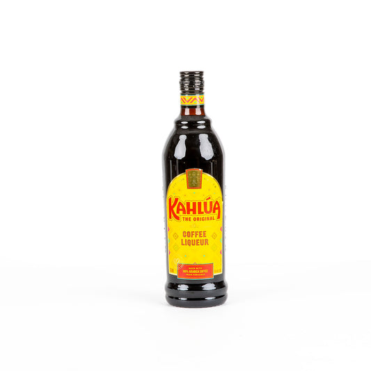 Bottle of Kahlua coffee liqueur on a white background
