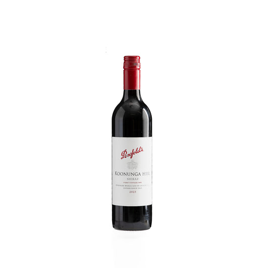 Penfolds Koonunga Hill Shiraz wine bottle on a white background