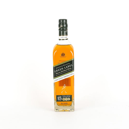 Johnnie Walker Green Label whisky bottle on a white background