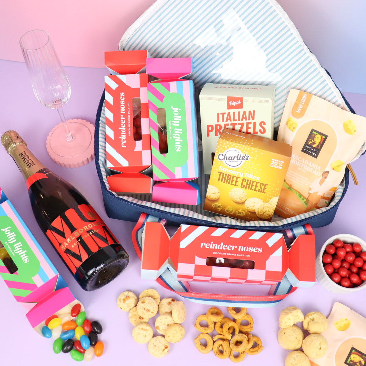 Luxury sparkling wine cooler bag gourmet basket delivered Adelaide