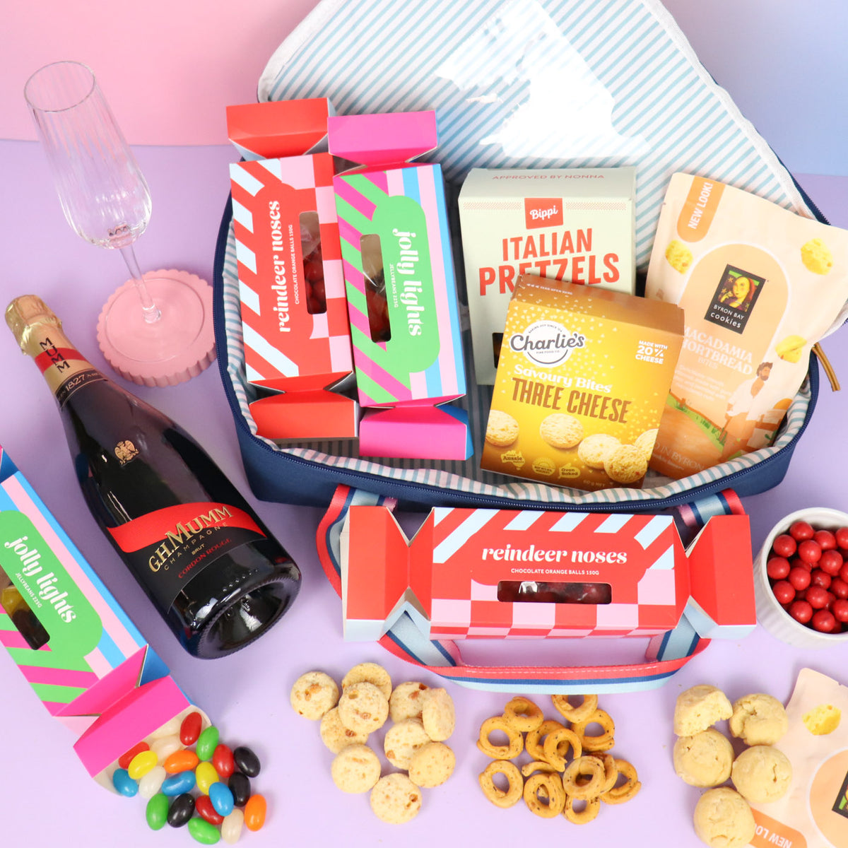 Champagne cooler bag food hamper delivered Melbourne