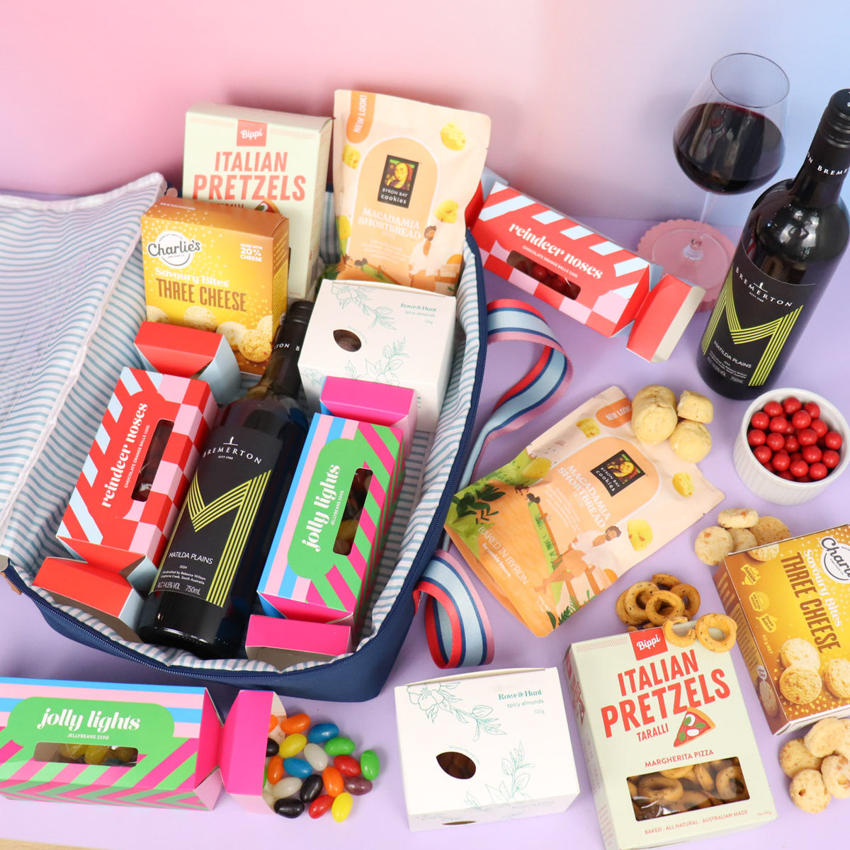 Luxury red wine cooler bag gourmet basket delivered Adelaide