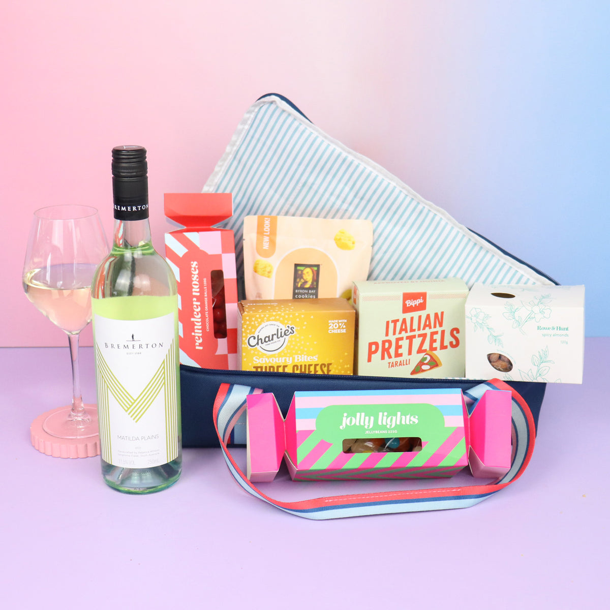Luxury white wine cooler bag gourmet basket delivered Adelaide