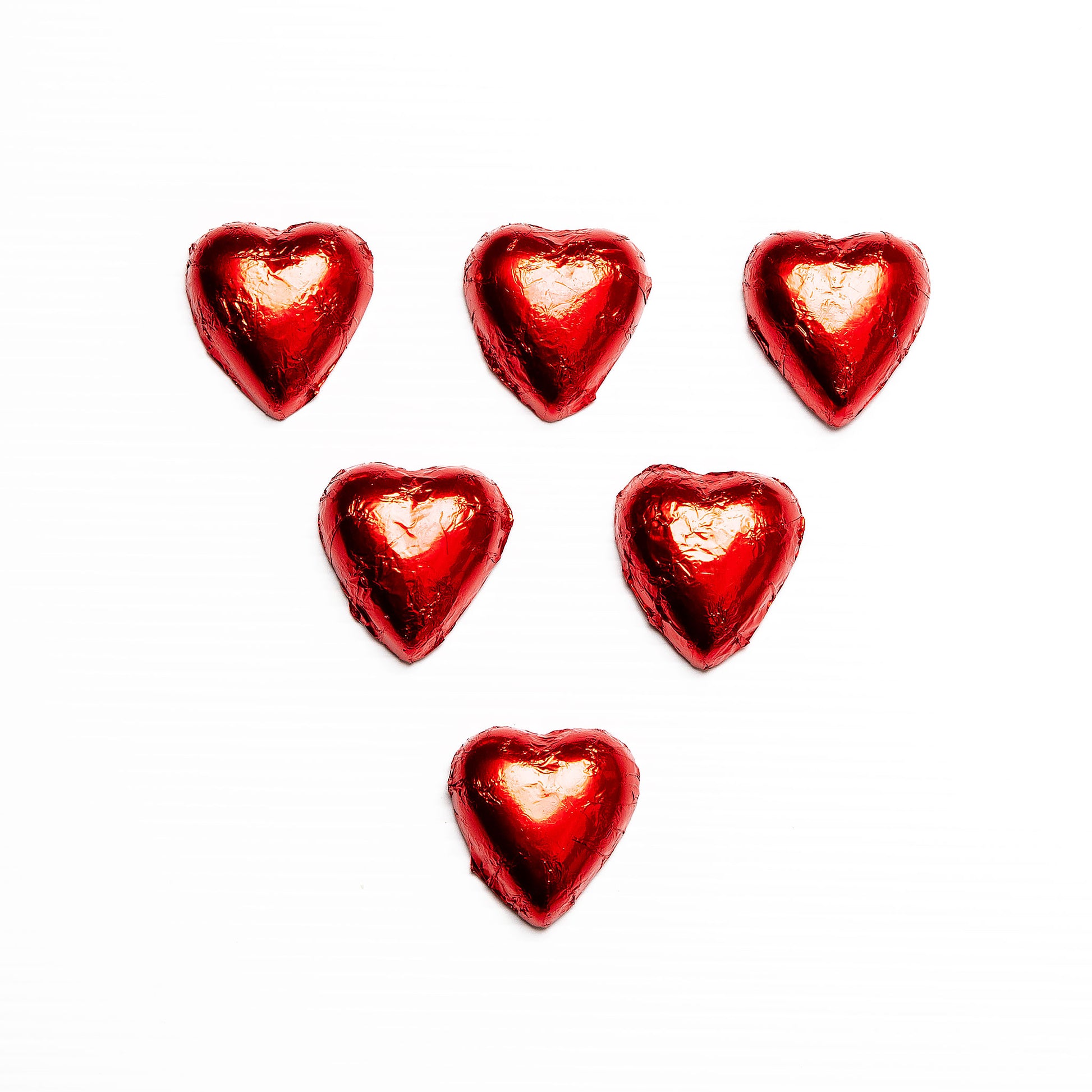 Milk Chocolate Hearts - Red x 6