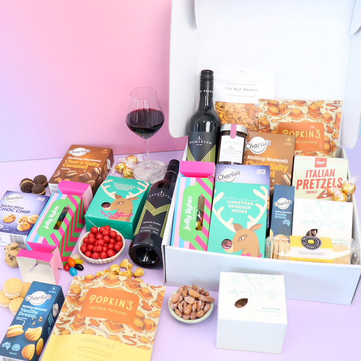 Luxury Christmas red wine gift basket delivered Sydney