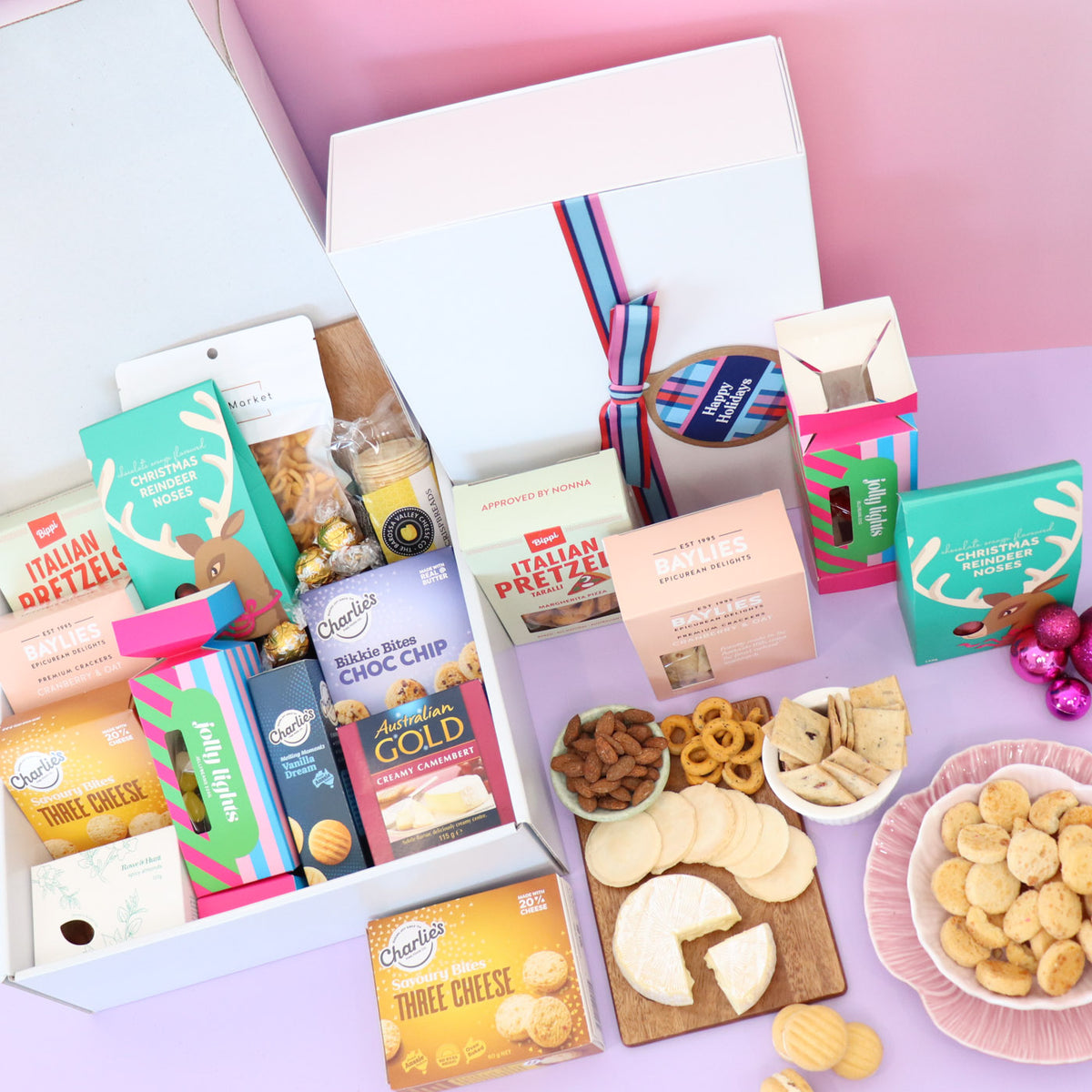 Luxury Christmas cheese gourmet basket delivered Adelaide