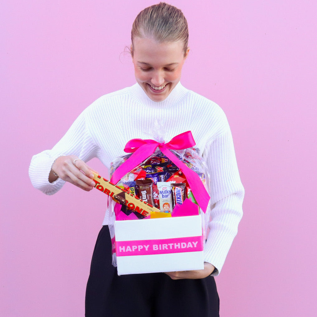 Large Happy Birthday Chocolate Bouquet - Hot Pink