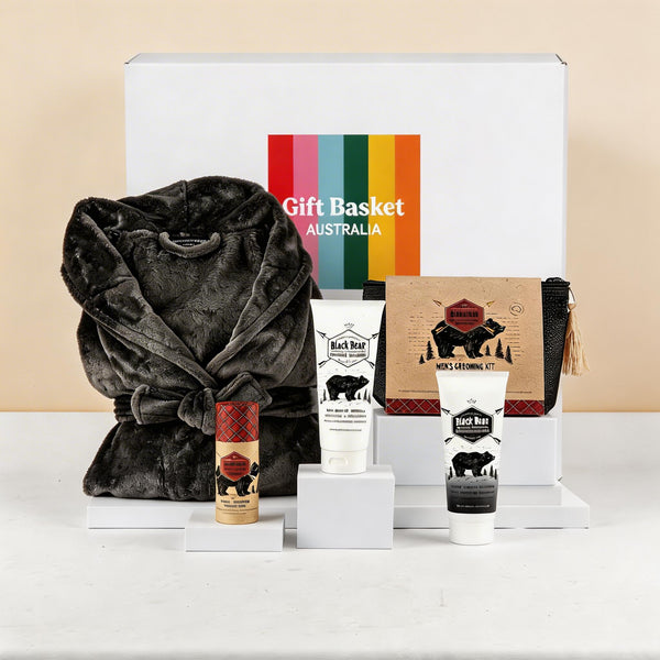 Gift basket with a robe, skincare products, delivered nationwide