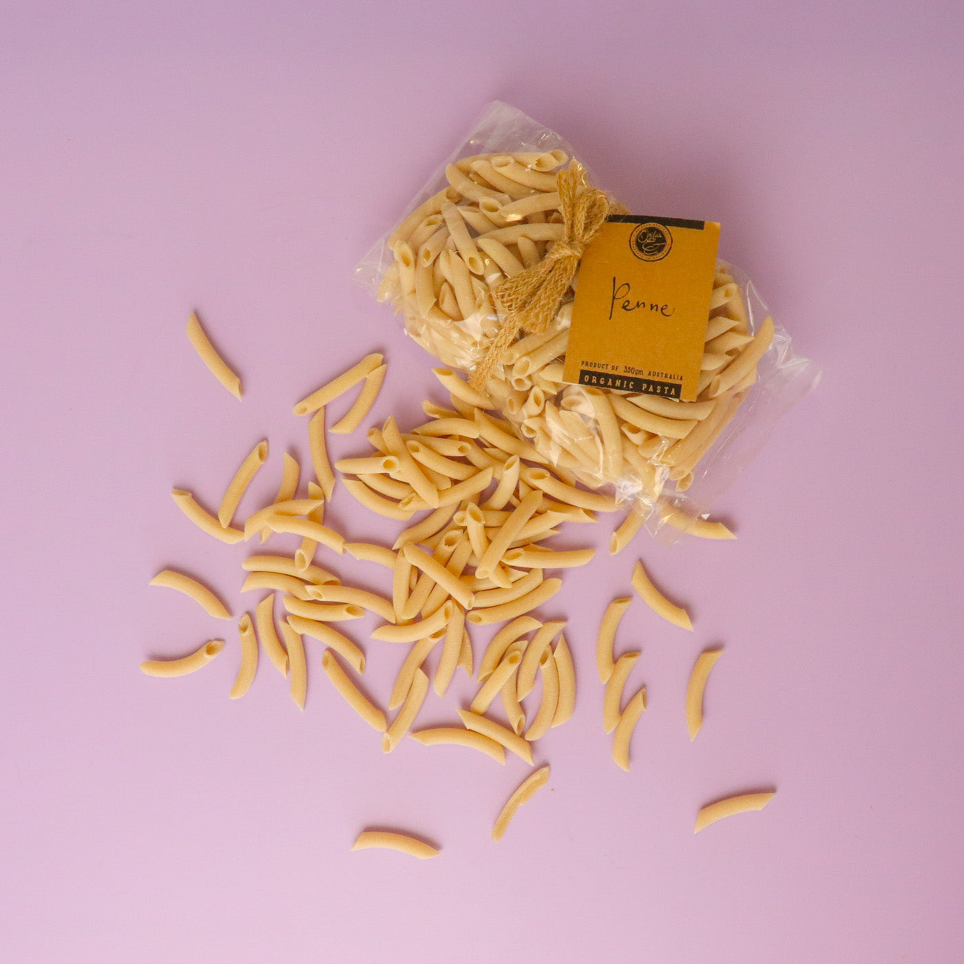 Penne pasta spilling out 
