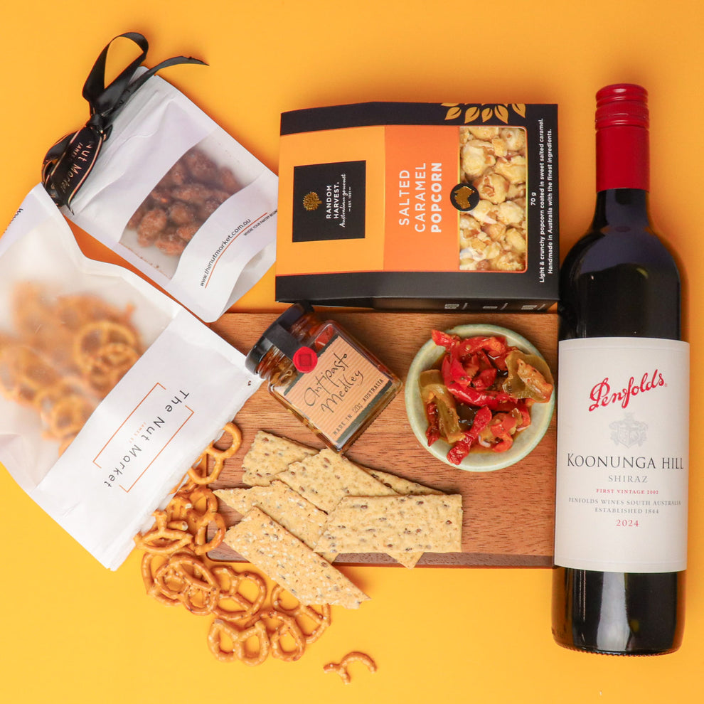 Red Wine & Gourmet Treats Hamper – Gift Basket