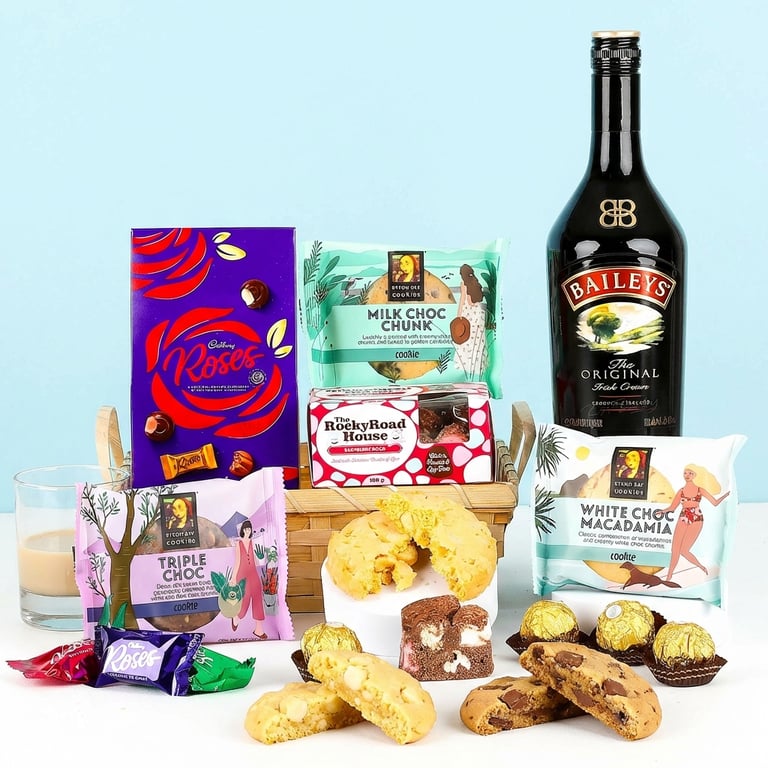 Bailey's chocolate & cookies gift basket .
Nationwide delivery