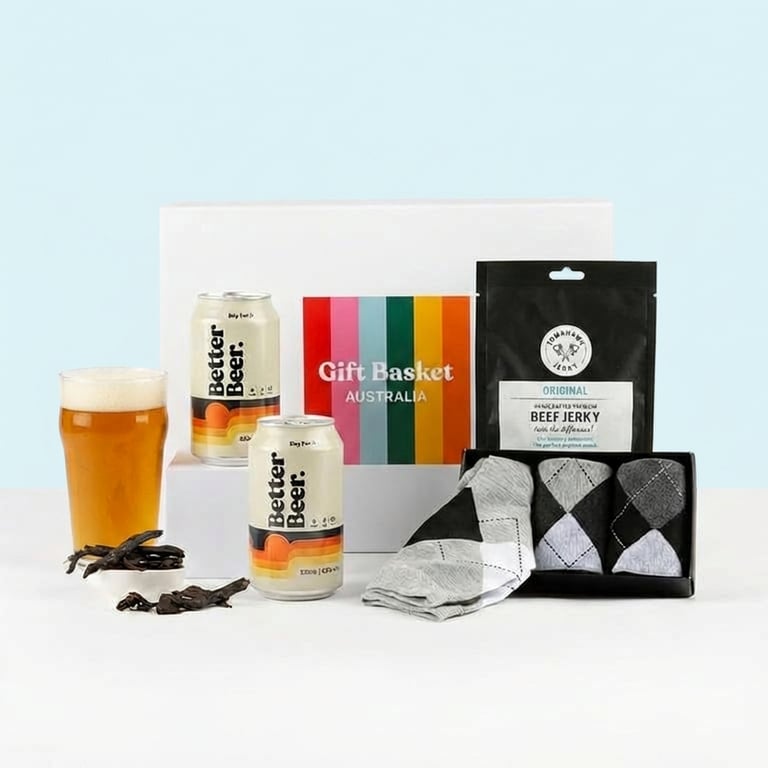  Beers and socks gift basket hamper. Nationwide delivery.