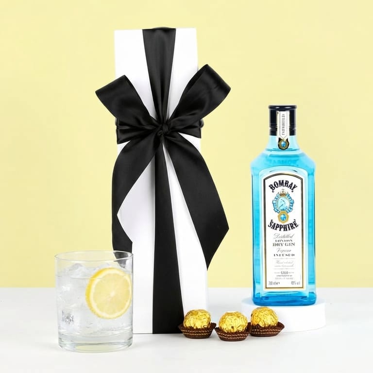 Bombay Saphire Gin Gift Box. Gin gift box delivery. Alcohol gift box delivery nationwide.