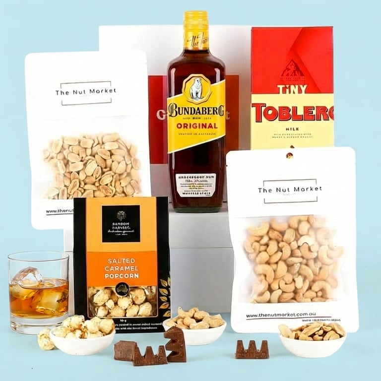 Bundaberg Rum and Gourmet Treats Gift Hamper delivery Nationwide. Toblerone and rum gifts. Same day delivery.