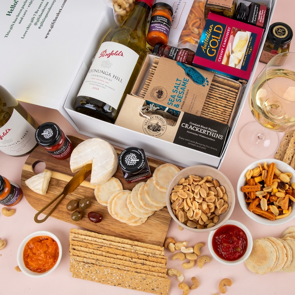 Cheese Platter & Wine Hamper - Penfolds Chardonnay