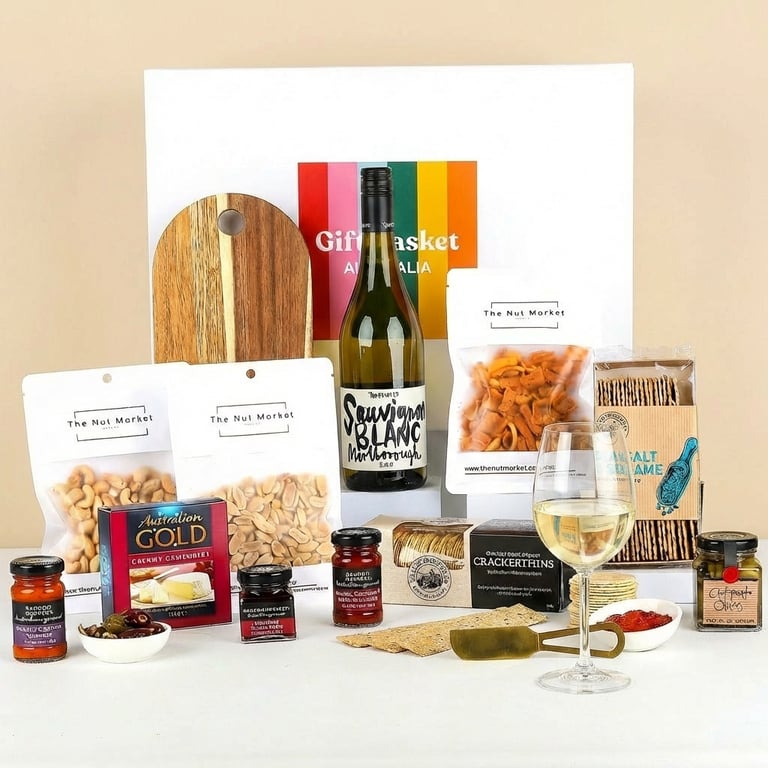 Cheese platter and wine git hamper . 
Delivered nationwide