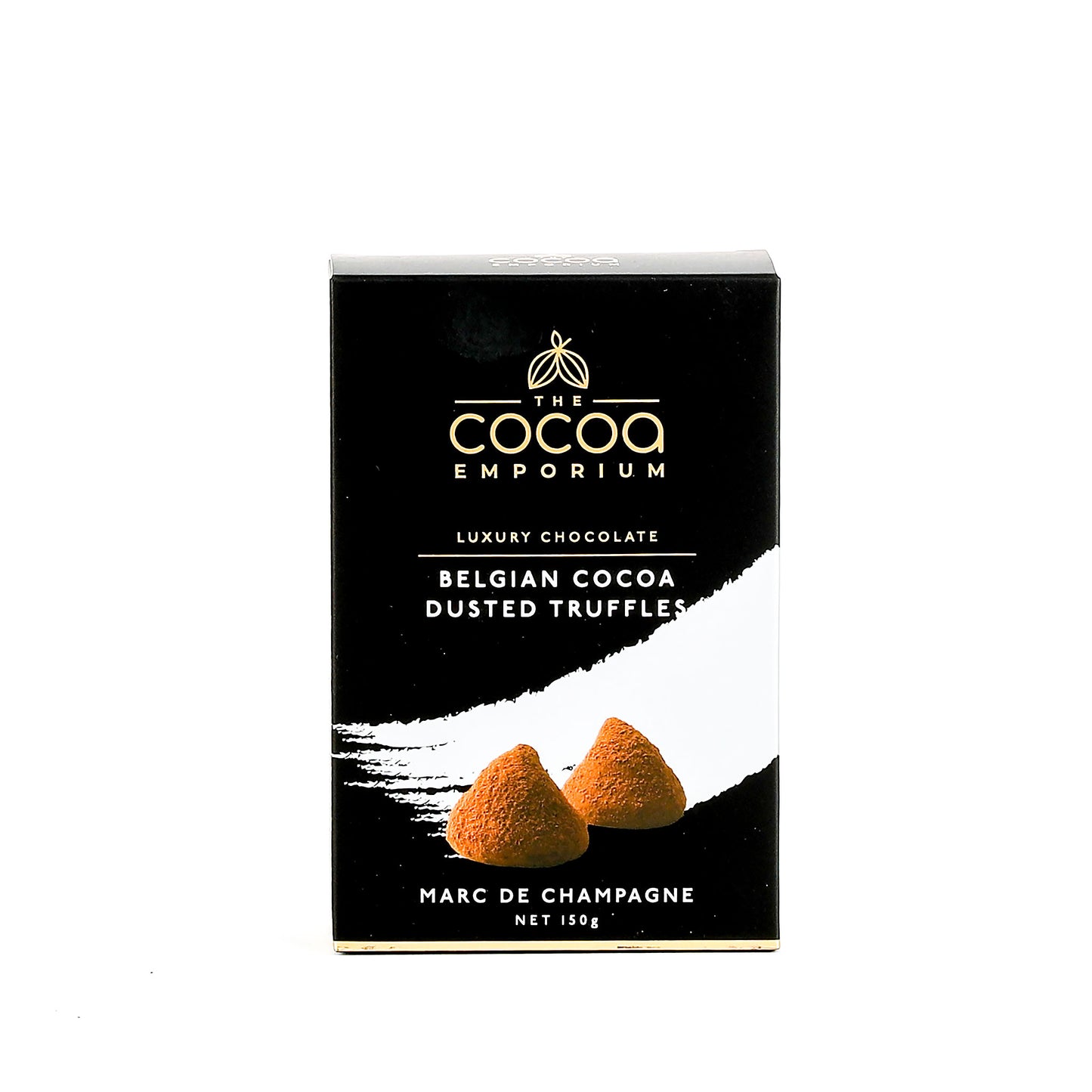 Box of The Cocoa Emporium Belgian Cocoa Dusted Truffles on a white background