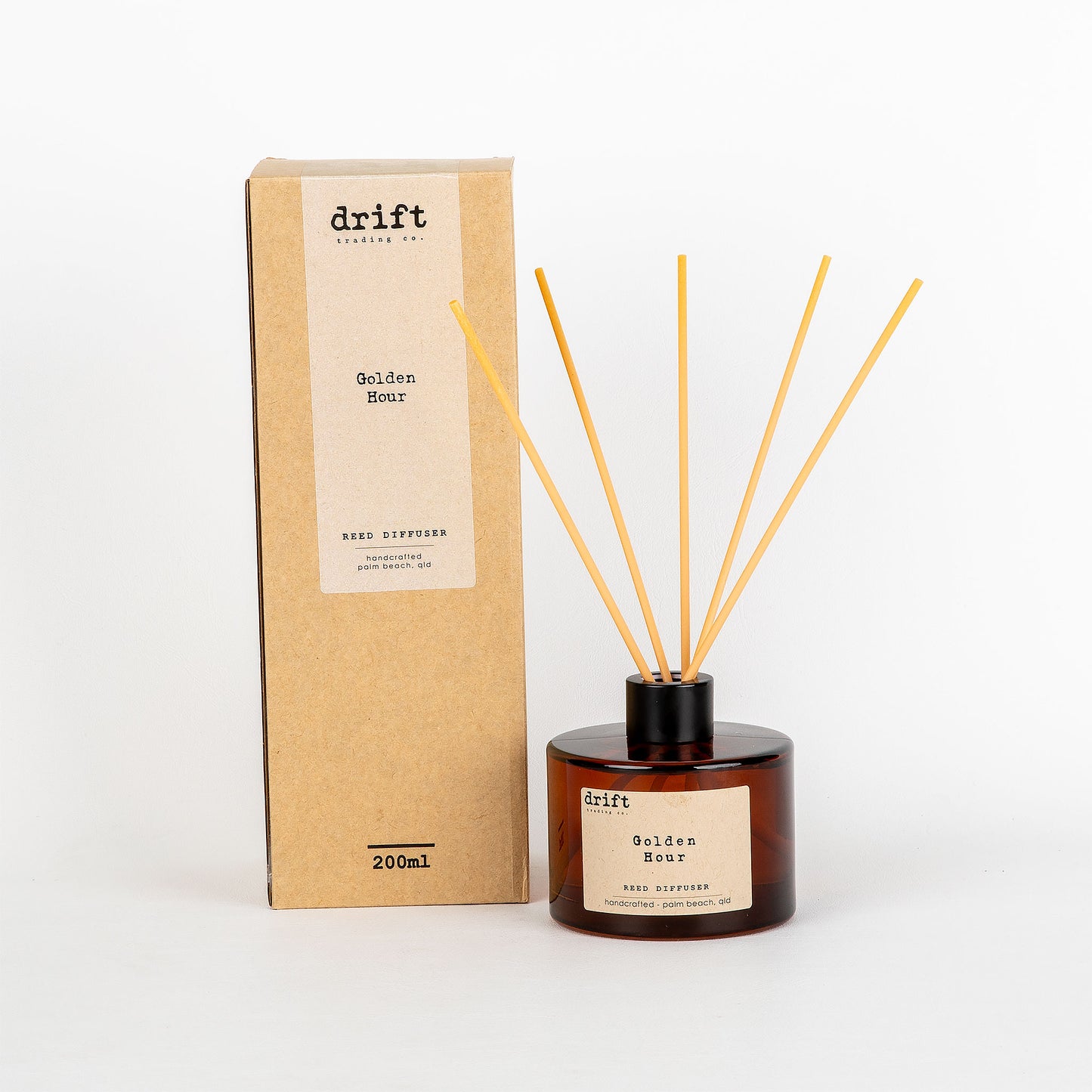 Drift Golden Hour diffuser with packaging on a white background