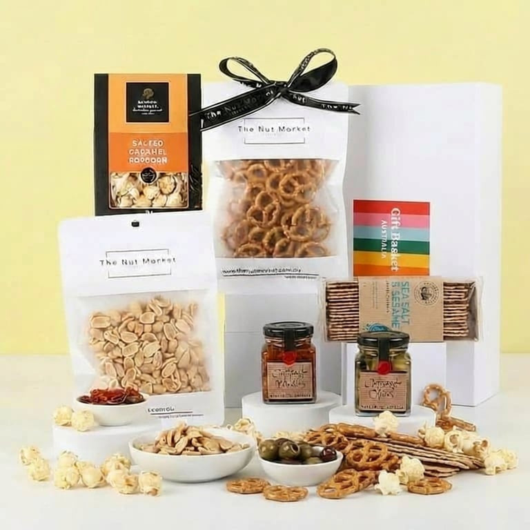 Gourmet Nibbles Gift Basket hamper. Gourmet gift delivery nationwide.