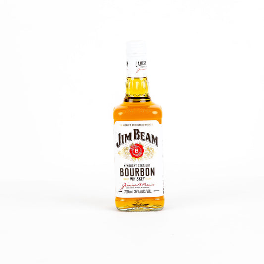Jim Beam bourbon whiskey bottle on a white background