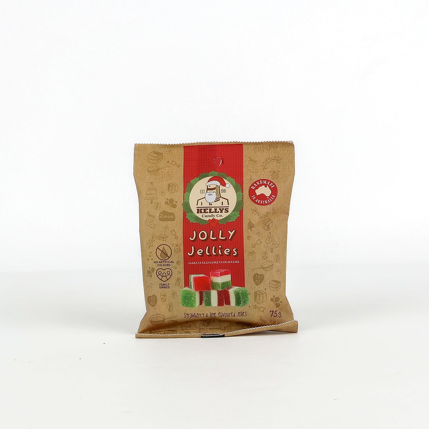 Kelly's Jolly Jellies packaging on a white background