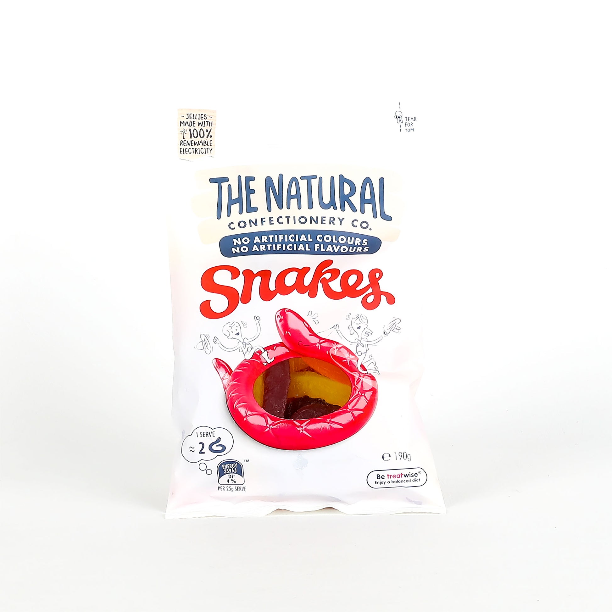 Pack of Natural Confectionery Co. Snakes on a white background