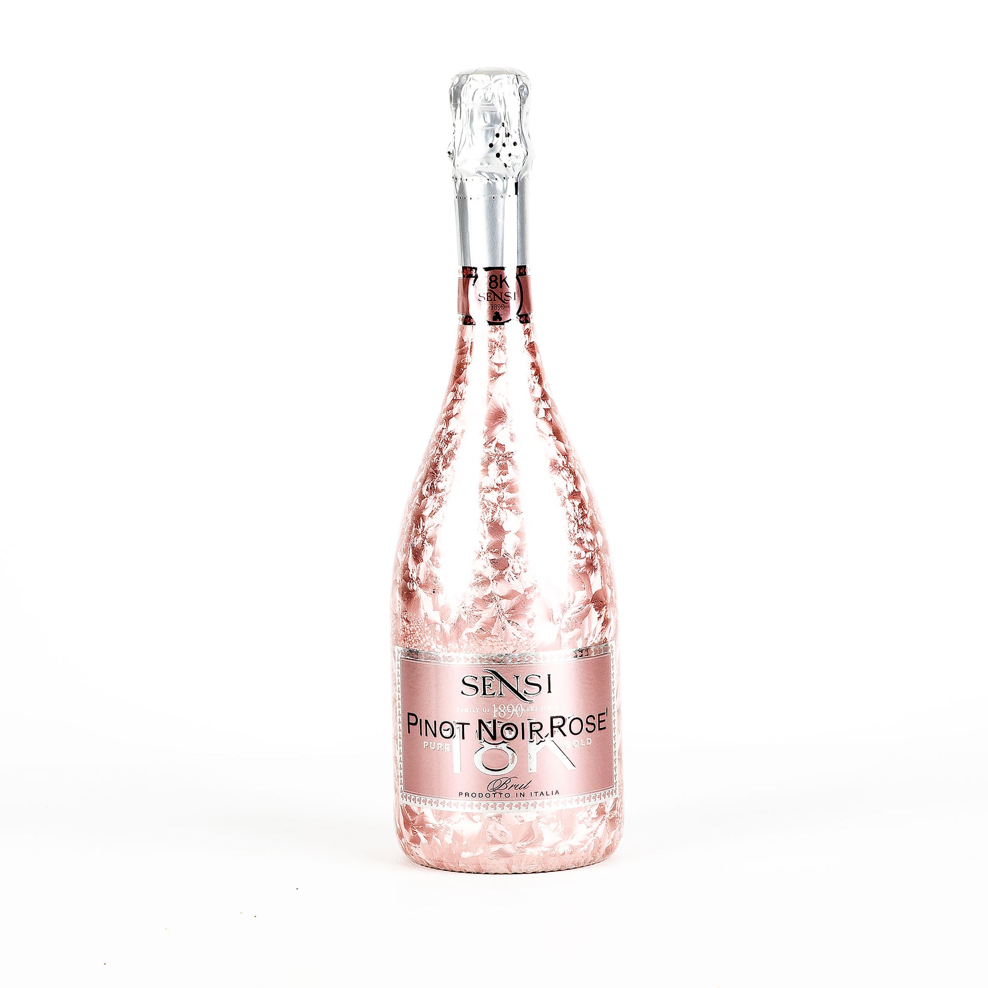 Sensi Pinot Noir Rose champagne bottle on a white background