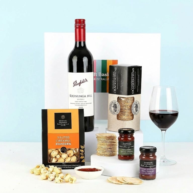 Shiraz gift hamper. Shiraz and gourmet gift hamper delivery. Red wine gift baskets and hamper delivery nationwide.