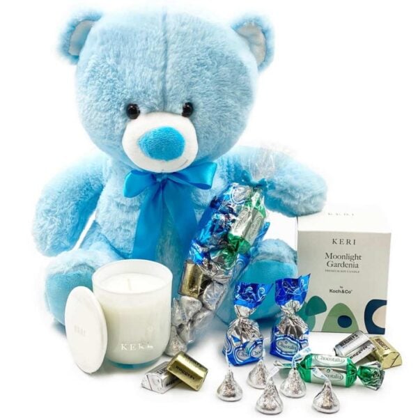 Blue Bear, Candle & Chocolates