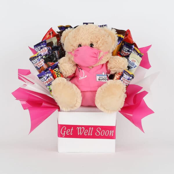 Get Well Soon Bouquet with Dr Bear - Pink