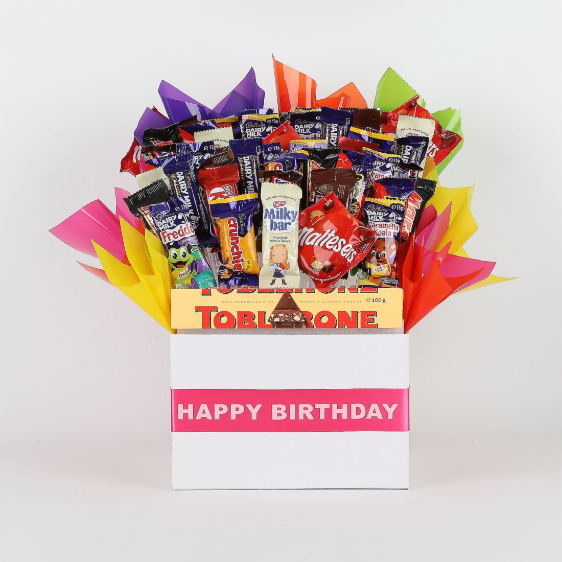 Large Happy Birthday Chocolate Bouquet- Hot Pink