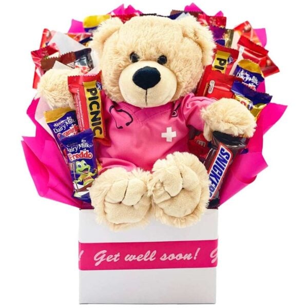 Get Well Soon Bouquet with Dr Bear - Pink