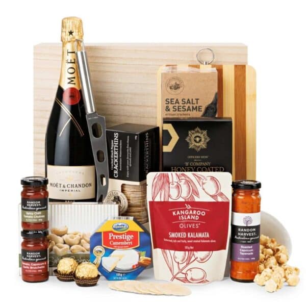 Moet & Cheese Platter in Wooden Box