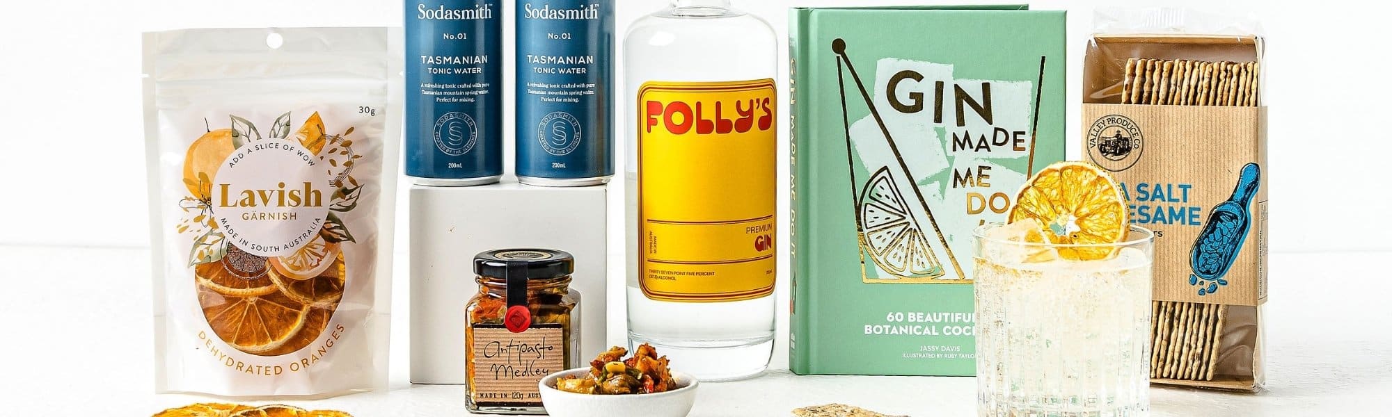 Gift basket products on display. Banner is part of a larger Hamper.