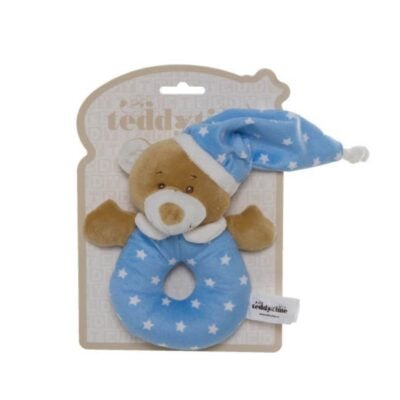 Starbright Teddy Bear Ring Rattle - Blue